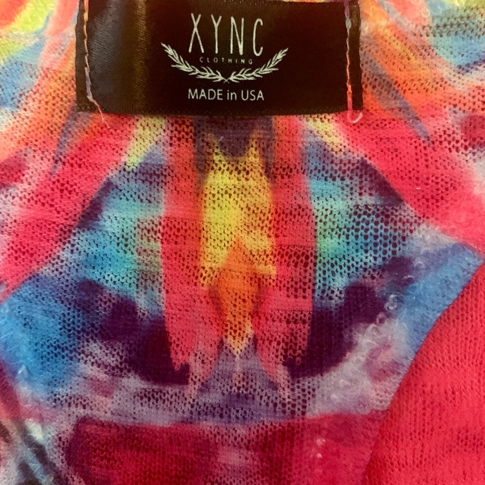 XNYC Womens Knit Tank Top Size S Pink Blue Feather Native Print Pullover boho - Picture 4 of 7